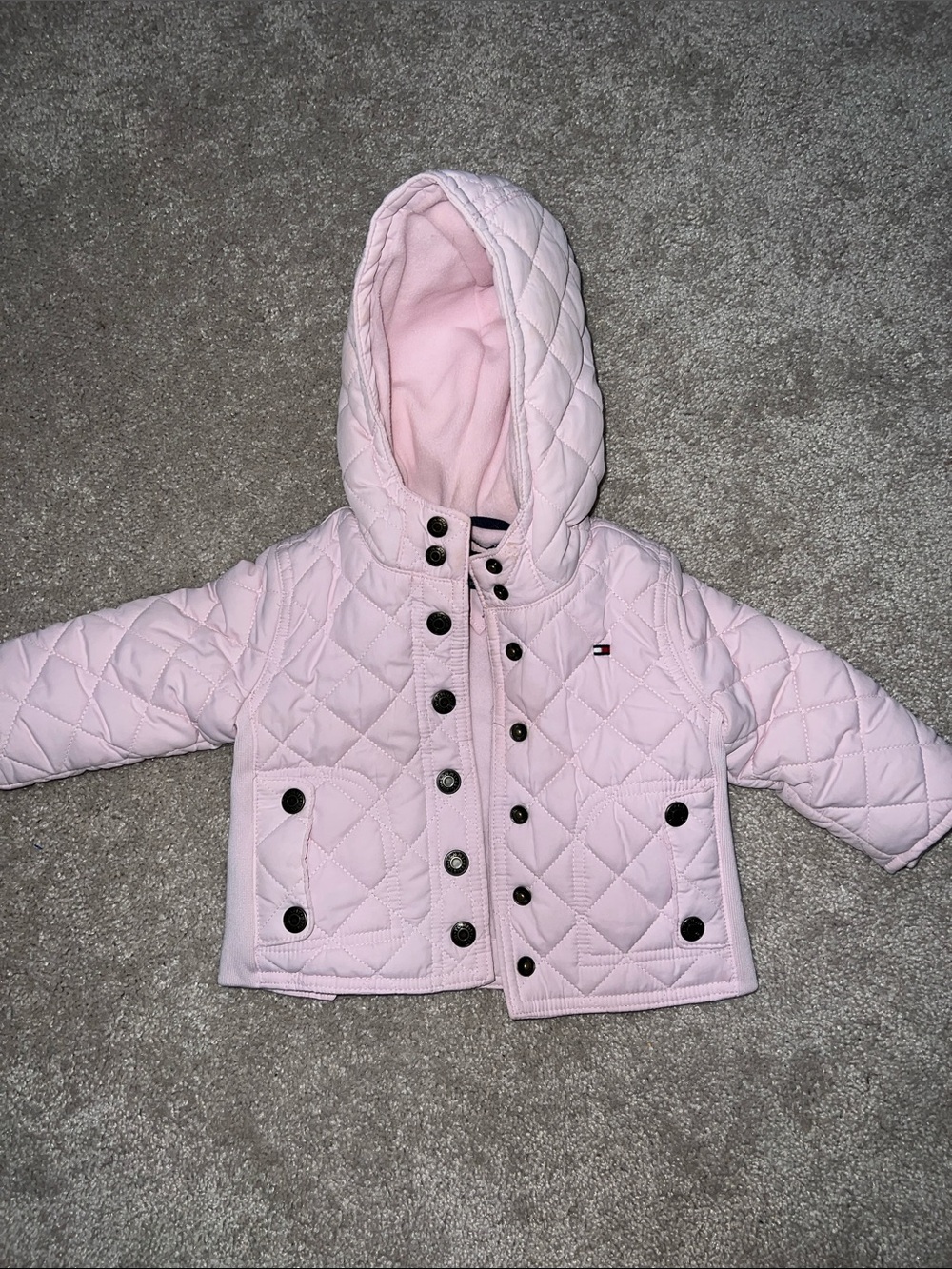 Baby Quilted Hooded Jacket - Light Pink